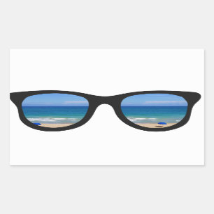 Beach Sunbribril Rechthoekige Sticker