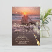 Beach Sunet Seashell Balloons, Wine Retirement Kaart (Staand voorkant)