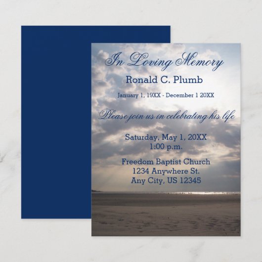 Beach Sunrise | Begrafenis | Herdenkingsdienst Kaart (Voorkant / Achterkant)