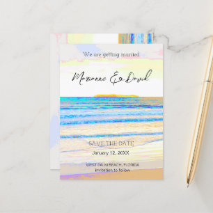 Beach sunrise behalve de datum aankondiging briefk