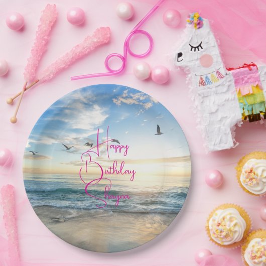 Beach Sunrise Custom Party Papieren Bordje (Feest)