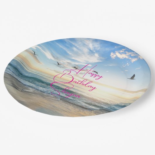 Beach Sunrise Custom Party Papieren Bordje (Gekanteld)