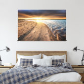 Beach sunrise in Burnham Overy Staithe in Norfolk Canvas Afdruk (Insitu (Slaapkamer))