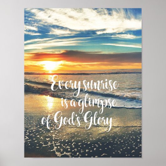 Beach Sunrise met Inspirerend Christelijk citaat Poster (Voorkant)