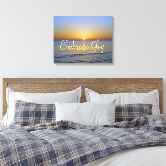 Beach Sunrise: Omarm vreugde bevestiging Canvas Afdruk (Insitu (Slaapkamer))