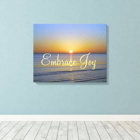 Beach Sunrise: Omarm vreugde bevestiging Canvas Afdruk (Insitu (Houten vloer))