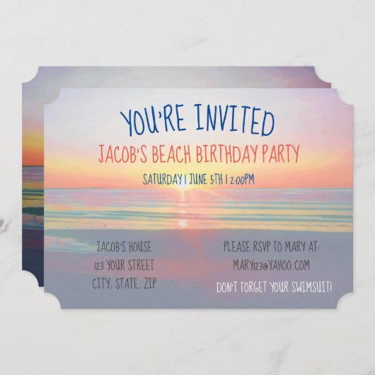 Beach Sunrise Party uitnodiging (Voorkant / Achterkant)