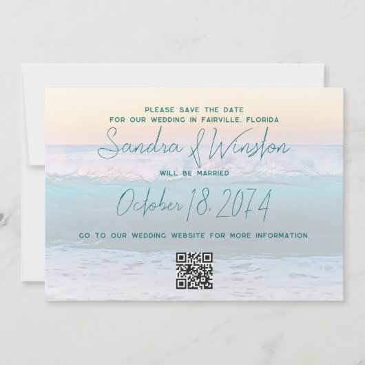 Beach Sunrise Save the Date Wedding Aankondiging (Voorkant)