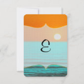 Beach Sunrise-schildering in Oranje lucht en Blauw Bedankkaart (Achterkant)