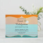 Beach Sunrise-schildering in Oranje lucht en Blauw Kaart (Staand voorkant)