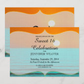 Beach Sunrise-schildering in Oranje lucht en Blauw Kaart (Voorkant / Achterkant)