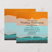 Beach Sunrise-schildering in Oranje lucht en Blauw Kaart (Voorkant / Achterkant)