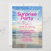 Beach Sunrise Surprise Birthday Party Invitation Kaart (Voorkant)