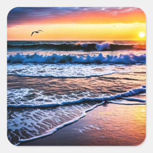 Beach Sunrise Vierkante Sticker