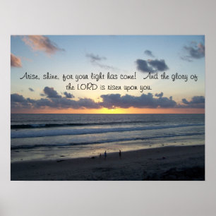 Beach Sunset Arise Isaiah 60:1 afdrukken Poster