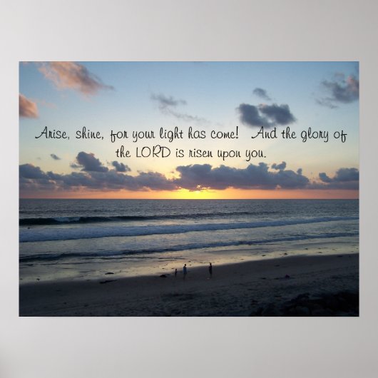 Beach Sunset Arise Isaiah 60:1 afdrukken Poster (Voorkant)