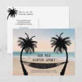 Beach Sunset Behuisd naar Florida New Home Aankondigingskaart (Voorkant / Achterkant)