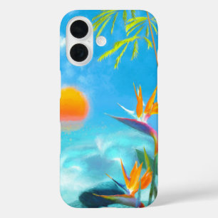 BEACH SUNSET Birds of Paradise iPhone 16 Hoesje