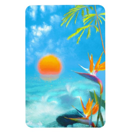 BEACH SUNSET Birds of Paradise Magneet (Verticaal)
