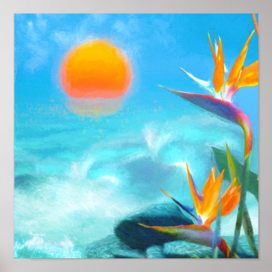 BEACH SUNSET Birds of Paradise Poster (Voorkant)