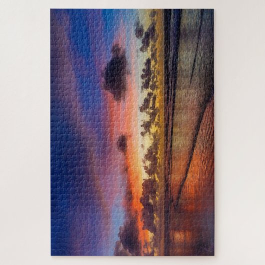 Beach Sunset Blue Cloudy Sky Legpuzzel (Verticaal)