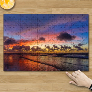 Beach Sunset Blue Cloudy Sky Legpuzzel