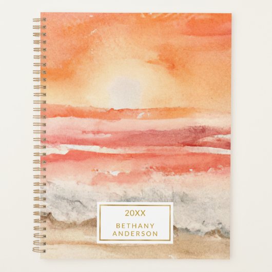 Beach Sunset Boho Waterverf Planner (Voorkant)