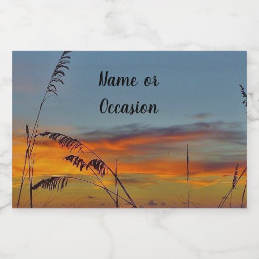 Beach Sunset Bottle Label Sparkling Wijnetiket (Enkel label)