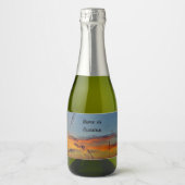 Beach Sunset Bottle Label Sparkling Wijnetiket (Voorkant)