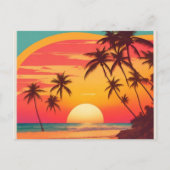 Beach Sunset  Briefkaart Retro Sunset Beach (Voorkant)