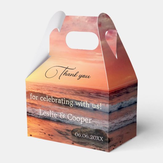 Beach Sunset Bruiloft Dank u Favor Box Bedankdoosjes (Voorkant Zijde)