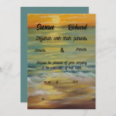 Beach sunset bruiloft Uitnodiging (Voorkant / Achterkant)