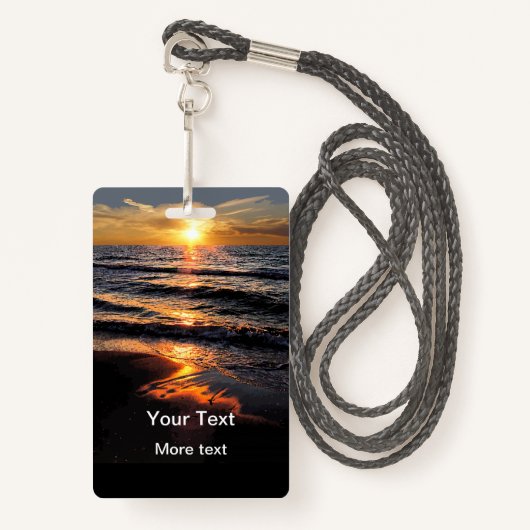 Beach Sunset Business of Inspirerend Event Badge (Voorkant met draagriem)