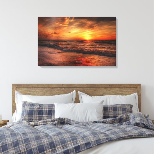 Beach Sunset Canvas Afdruk (Insitu (Slaapkamer))