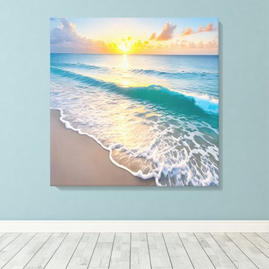 Beach Sunset Canvas Afdruk (Insitu (Houten vloer))
