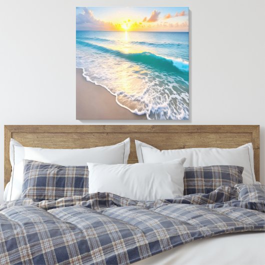 Beach Sunset Canvas Afdruk (Insitu (Slaapkamer))
