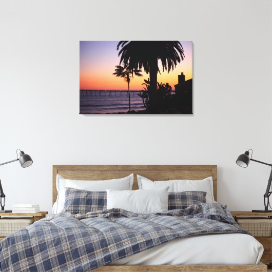 Beach Sunset Canvas afdrukken (Insitu (Slaapkamer))