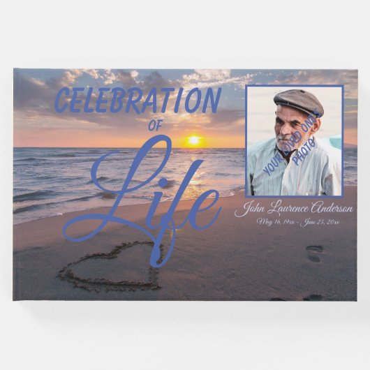 Beach Sunset Celebration Life Blue Guest Book Gastenboek (Voorkant)