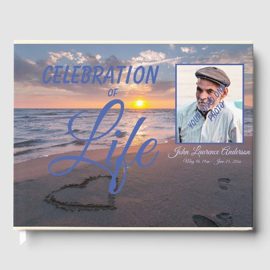 Beach Sunset Celebration Life Blue Guest Book Gastenboek (Voorkant)