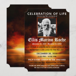 Beach Sunset|Celebration of Life Photo Invitation Kaart