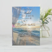 Beach Sunset, Curtain, Flowers Vrijgezellenfeest Kaart (Staand voorkant)