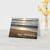 Beach Sunset Custom Age Happy Birthday Kaart (Gele Bloem)