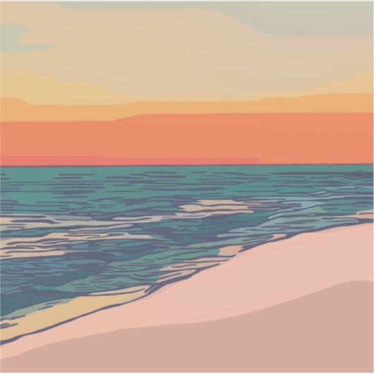 Beach Sunset Custom-Cut Vinyl Sticker (Voorkant)
