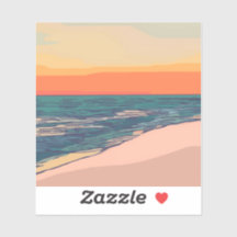 Beach Sunset Custom-Cut Vinyl Sticker