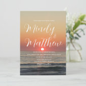 Beach Sunset Destination Wedding Invitation Kaart (Staand voorkant)