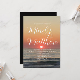 Beach Sunset Destination Wedding Invitation Kaart
