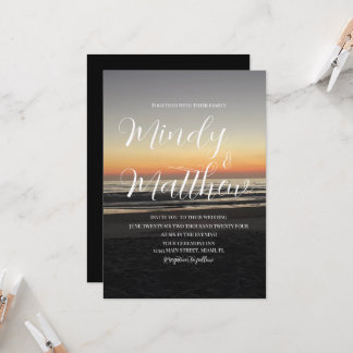 Beach Sunset Down Destination Wedding Invitation Kaart