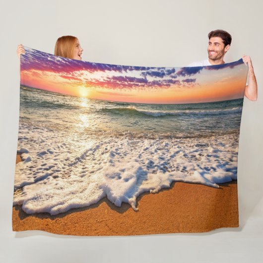 Beach Sunset Fleece Deken (In situ)