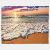 Beach Sunset Fleece Deken (Voorkant (Horizontaal))