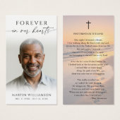 Beach Sunset Footprints Poem Sympathy Prayer Card Visitekaartje (Voorkant /achterkant)